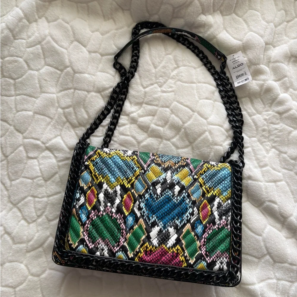 🔥LOW STAR🔥Aldo Multicolor Quilted Shoulder Bag with Chain Strap 🔥STELLA VIBES - Picture 1 of 15